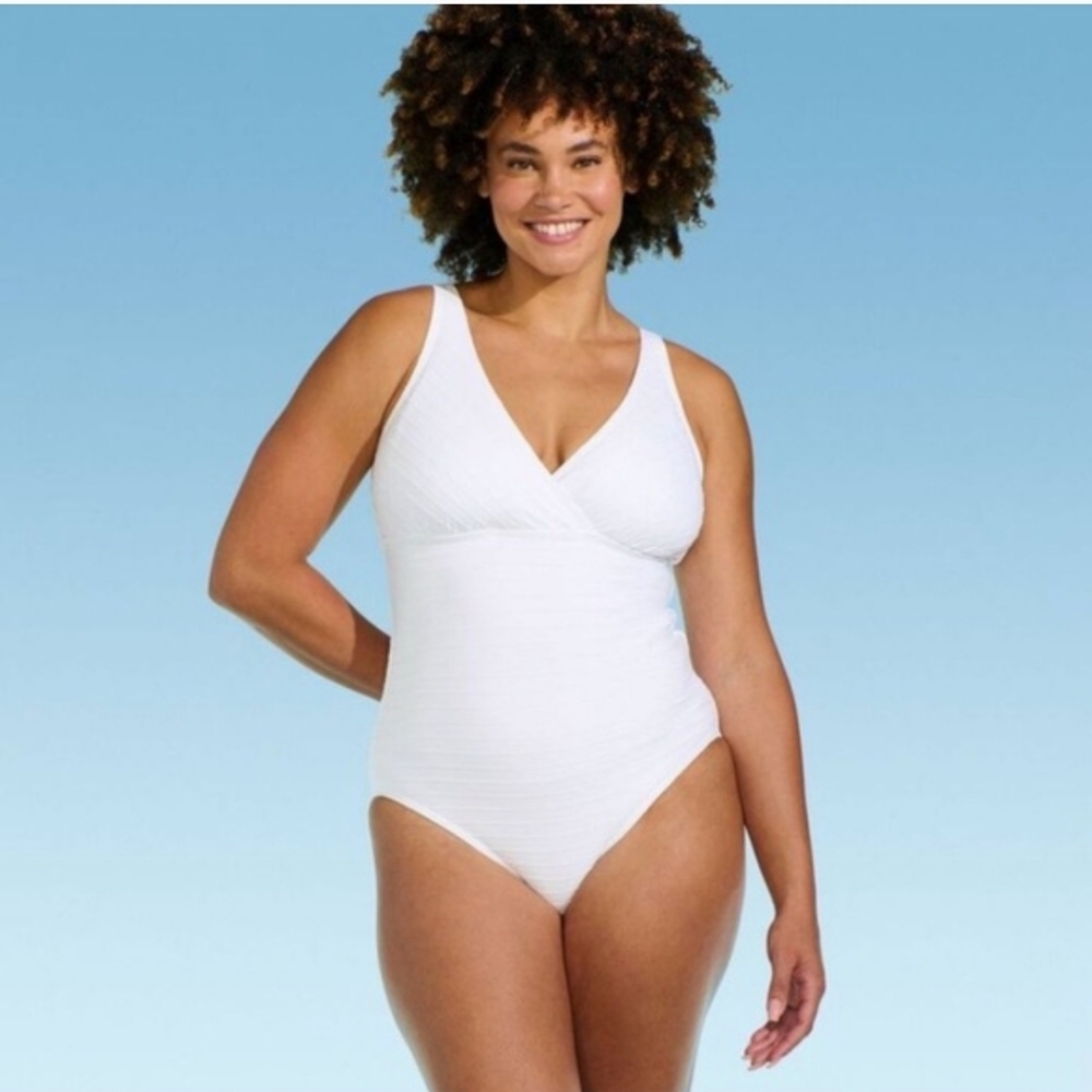 Lands' End White One-Piece Swimsuit